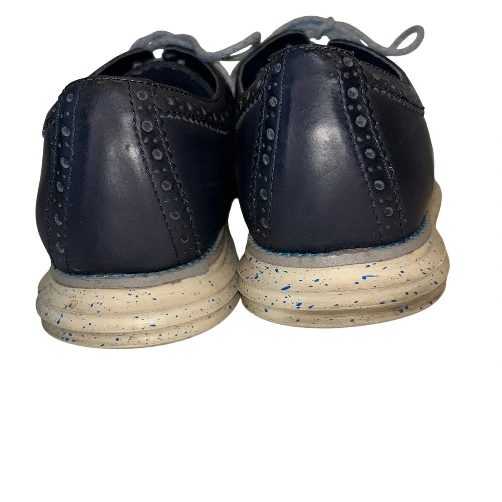 Cole Haan Lunargrand Oxford 8.5 Mens Navy Blue Leather Wingtip Speckled C12091